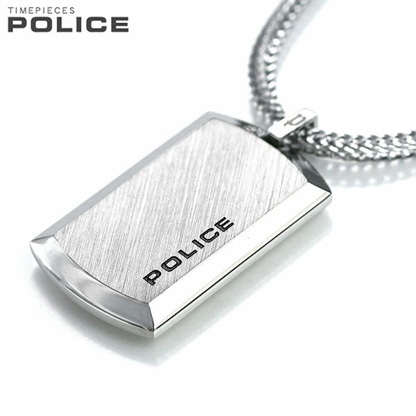 ポリス ネックレス POLICE チェーン プレート ペンダント シルバー ステンレス 名入れ可能