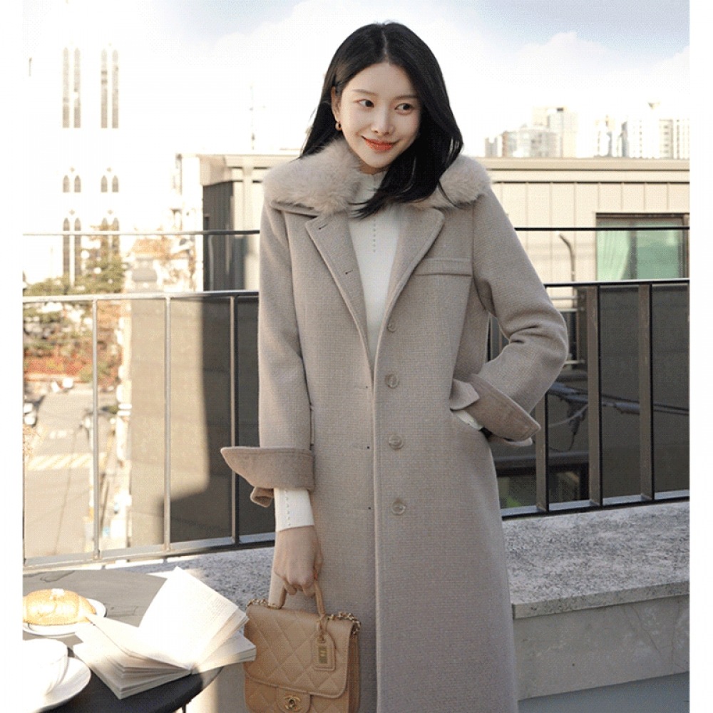 クリック＆ファニー [ウール] ロドルキルトロングコートミンクカラーSET