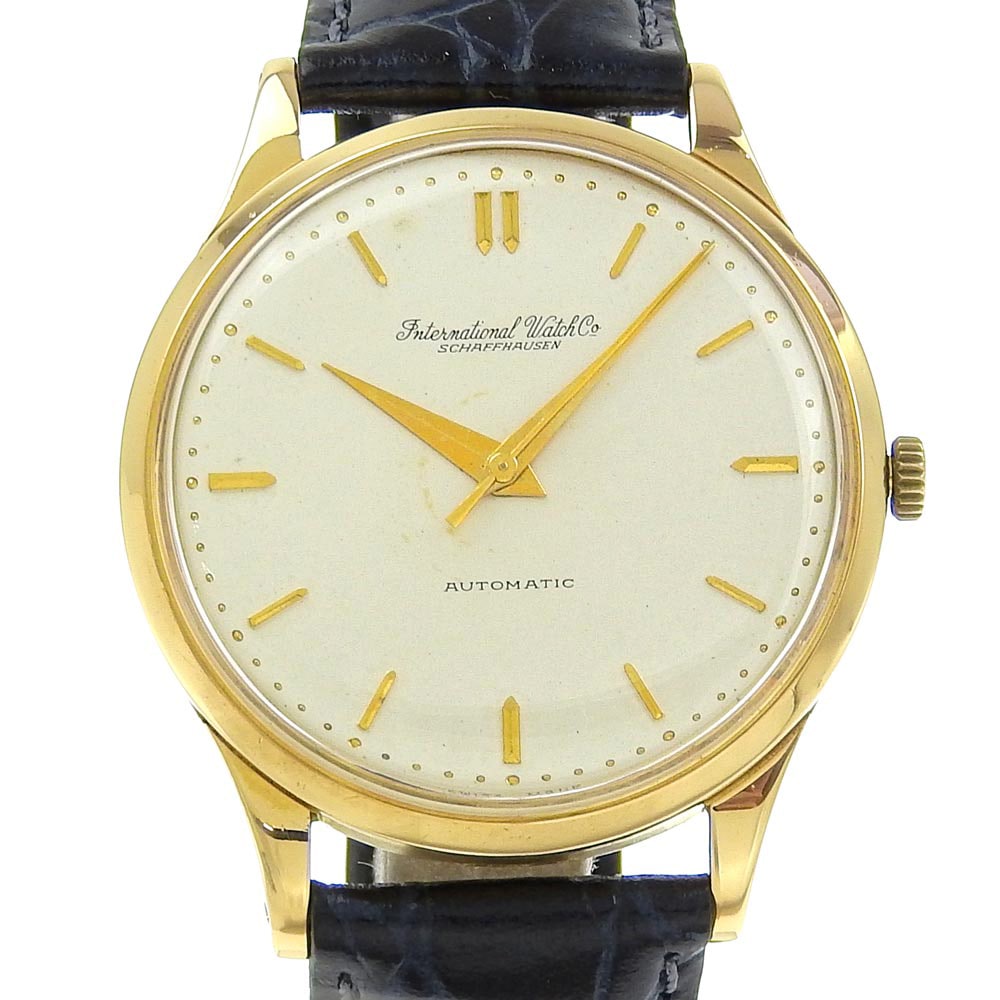 cal.852 腕時計 K18イエローゴールド 型押しレザー 自動巻き メンズ シルバー文字盤 中古品