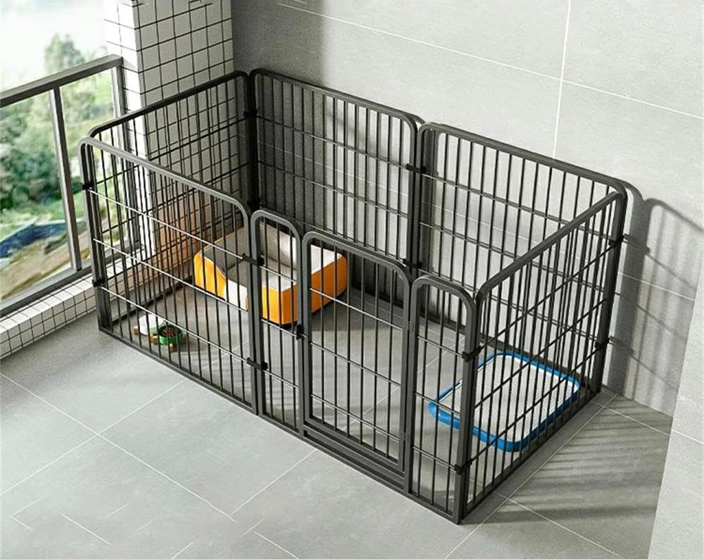【今だけ!-出荷が早い】ペットサークル 犬 ペットフェンス サークルケージ ドア付き 室内 屋外 置くだけ 柵 自立 ケージ 小型犬 セットドア付 6枚 接続式 簡単組み立て 工具不要 折りたたみ