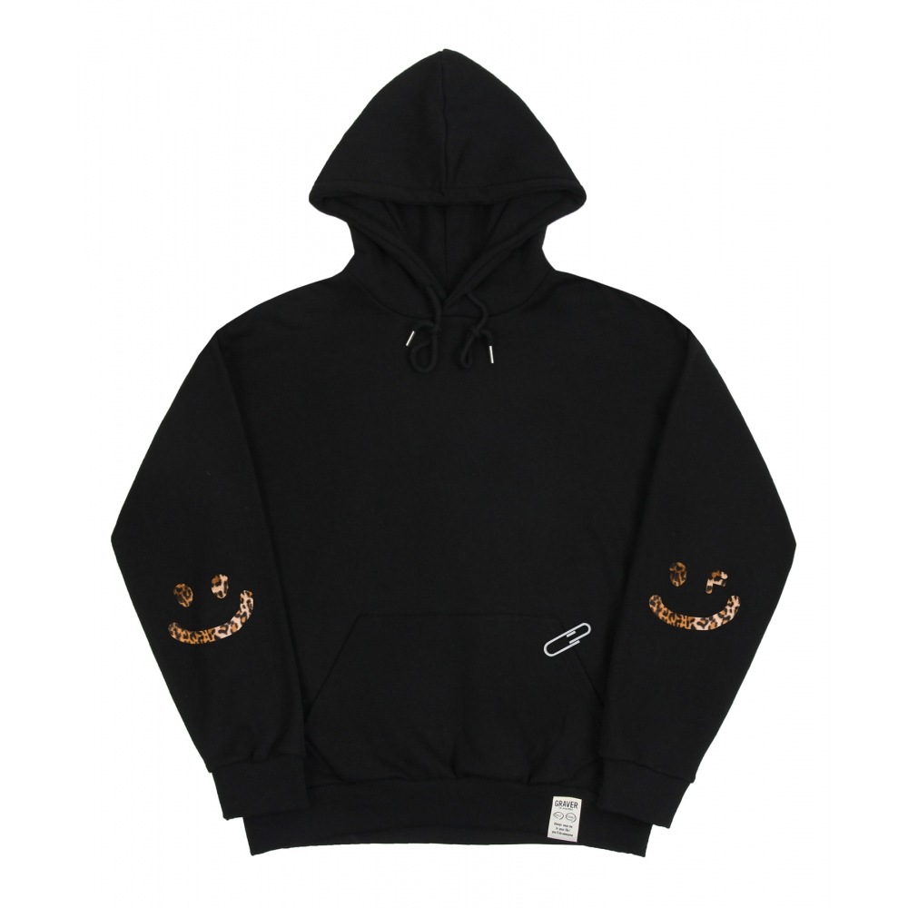 GRAVER [UNISEX]エルボーレオパード図面スマイルフードティー_ブラック 8,783円