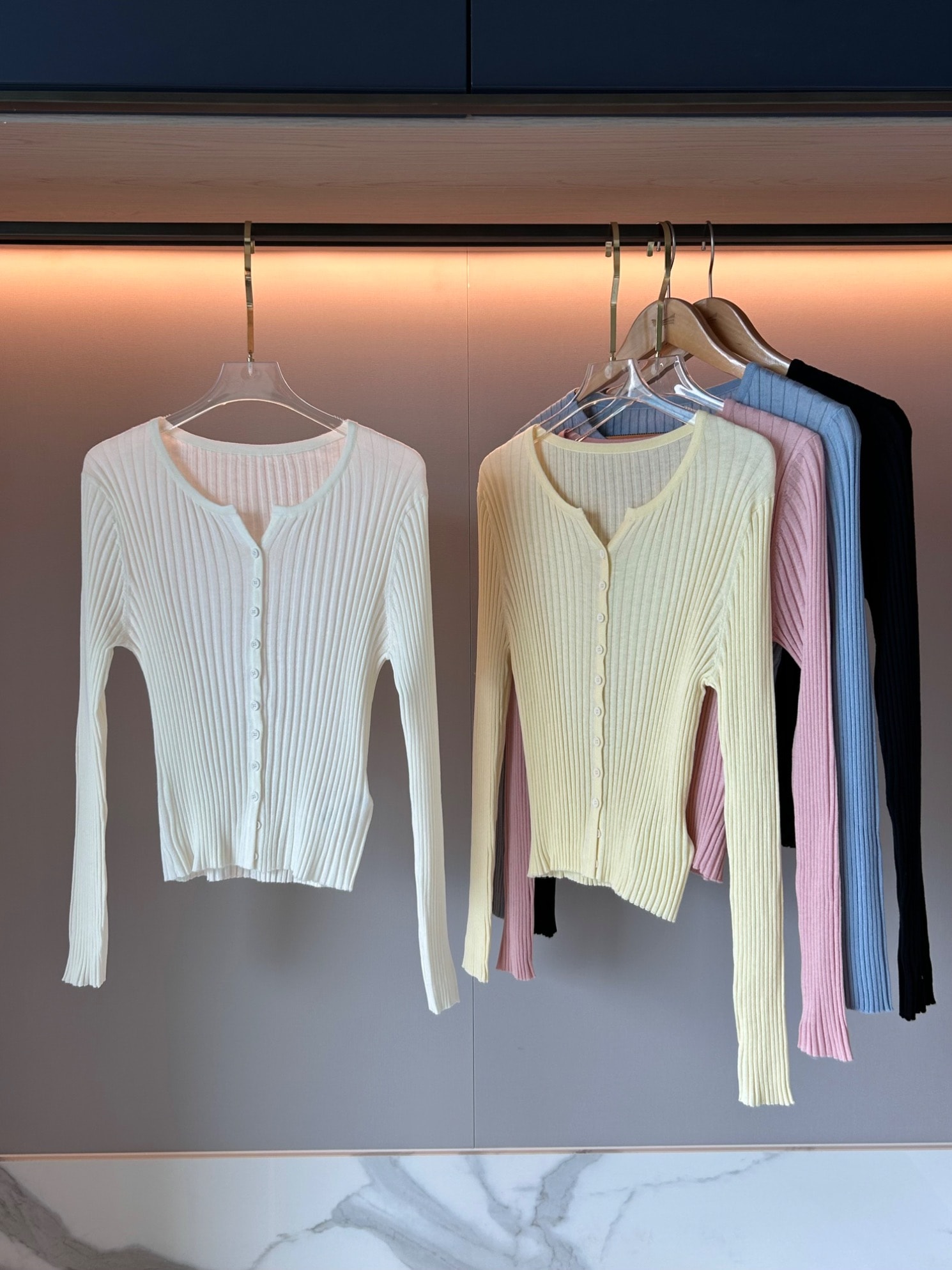 スムージーリブクロップカーディガン5color