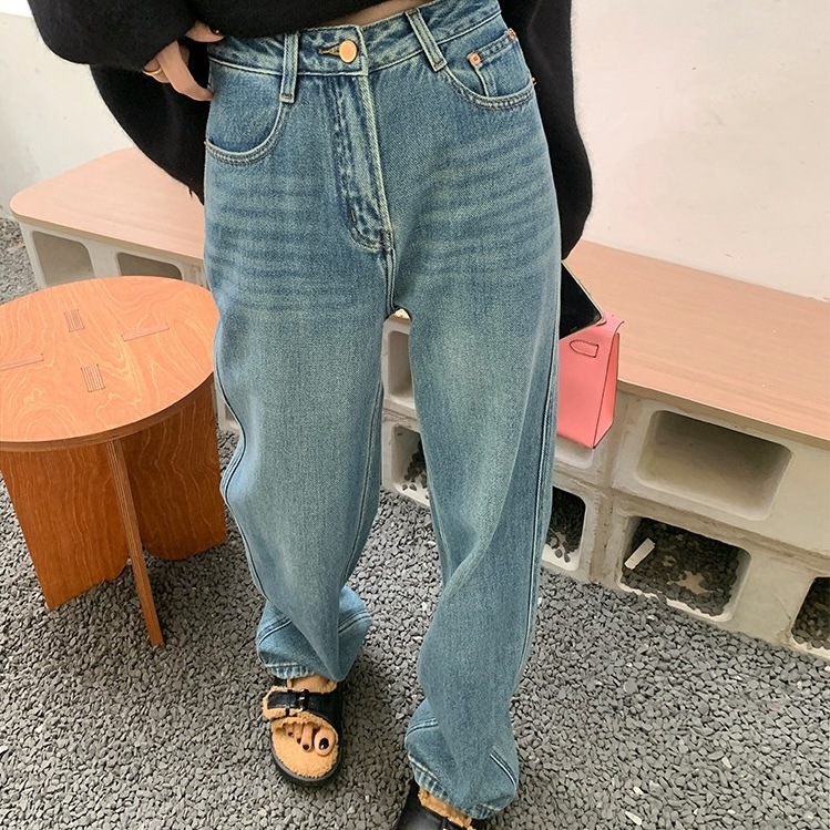 レディース ボトムス Gパン 9分丈 アンクル丈 フルレングス ワイド ハイウエスト デニム 大人可愛い カジュアル おしゃれ かっこいい レトロ ラフ ヴィンテージ カレッジ風 学生風 ワイルド