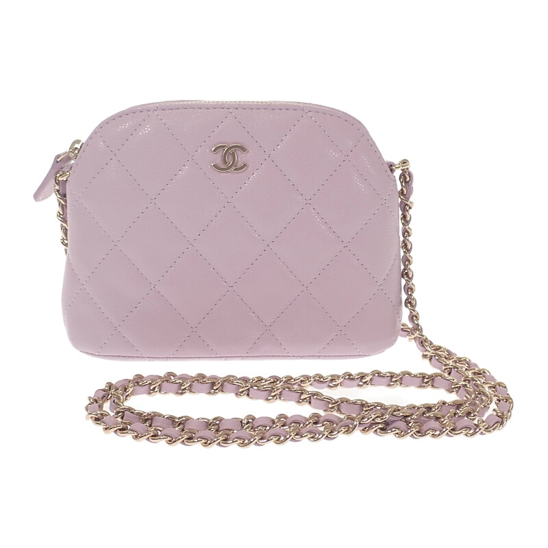 チェーンクラッチ ココマーク AP4000 ショルダーバッグ パープル ゴールド金具 レディース 美品 ギフト【Aランク】