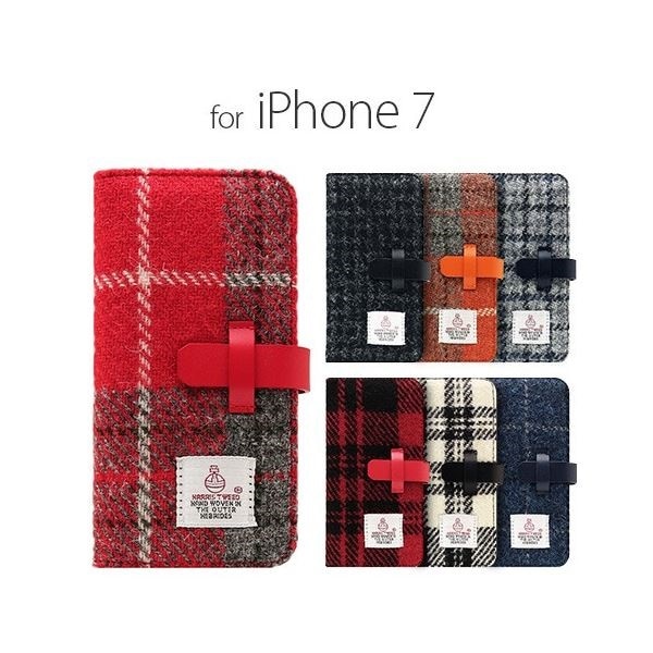SLG Design iPhone 8/7 Harris Tweed Diary レッドブラック