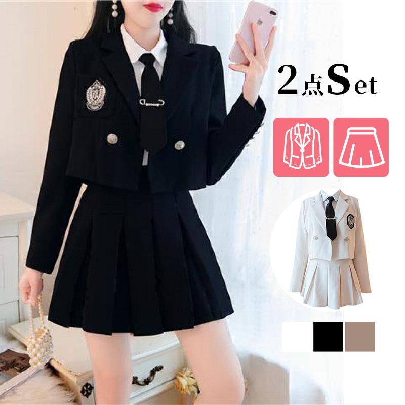 卒業式 スーツ 女の子 2点セット 上下セット 卒服 袴 大学 フォーマルスーツ 学生服 スカート プリーツスカート スーツジャケット 入学式 文化祭 発表会