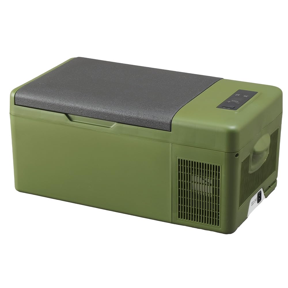 【持ち運べる小型冷蔵庫】 アイリスプラザ 車載冷蔵庫 ポータブル冷蔵庫 カーキ 15L スピード冷却 -20℃~20℃ スマホ充電可能 小型冷蔵庫 クーラーボックス PCR-15U-G レジャー キャ