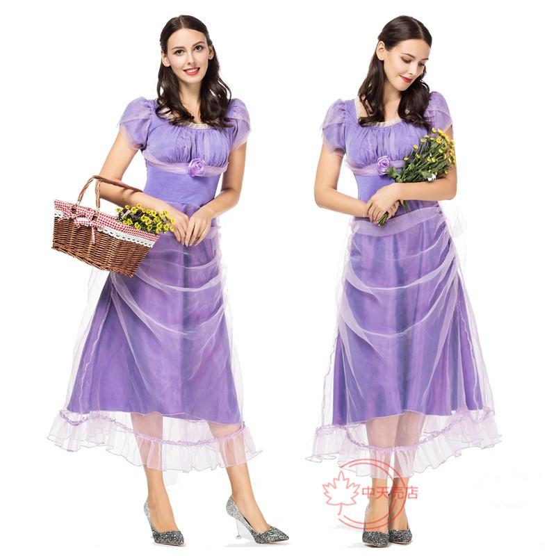 【本日限定】パープル プリンセス ドレス コスプレ 仮装 ハロウィン レディース 大人用 女王 王宮 童話 アニメ 舞台劇 演出 カーニバル パーティー 変装 衣装