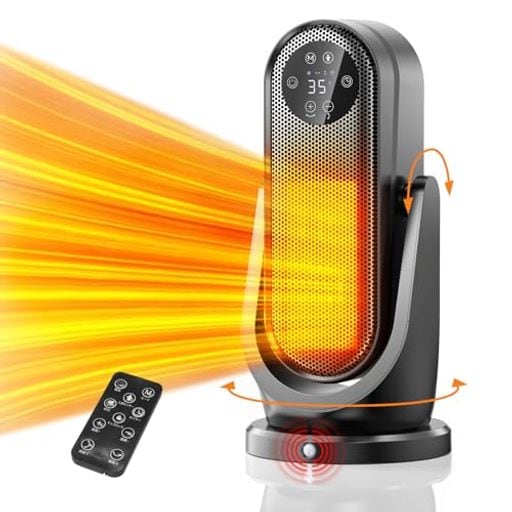 GOLDMAX セラミックヒーター 電気ストーブ【人感センサー付き&ECO省エネ対策】 電気ヒーター 3段階出力 4モード切替 1200W 上下左右自動首振り ファンヒーター 足元ヒーター 1-12時