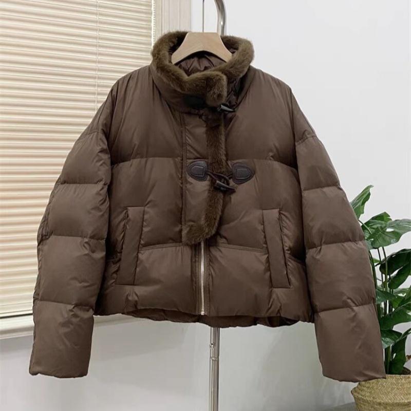 秋服 レディース ファッション オシャレ カワイイ シンプル 大人カワイイ 大きいサイズ スタンドカラー コットンコート 冬 ホーンボタン コート