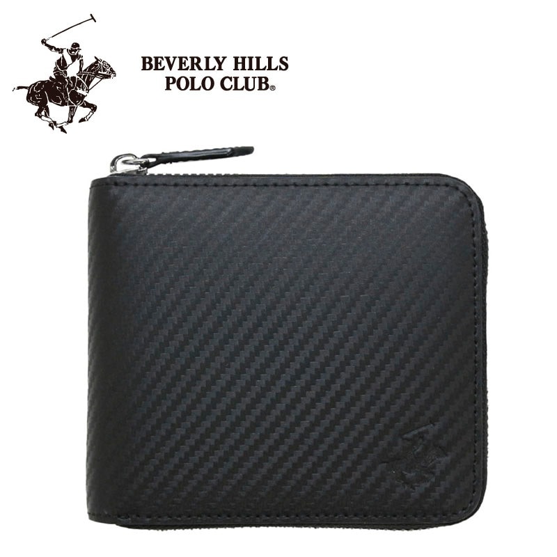 ラウンドファスナー 二つ折り財布 カウレザー ロゴ 小銭入れ メンズ 男性 bhgm2004 専属BOX付