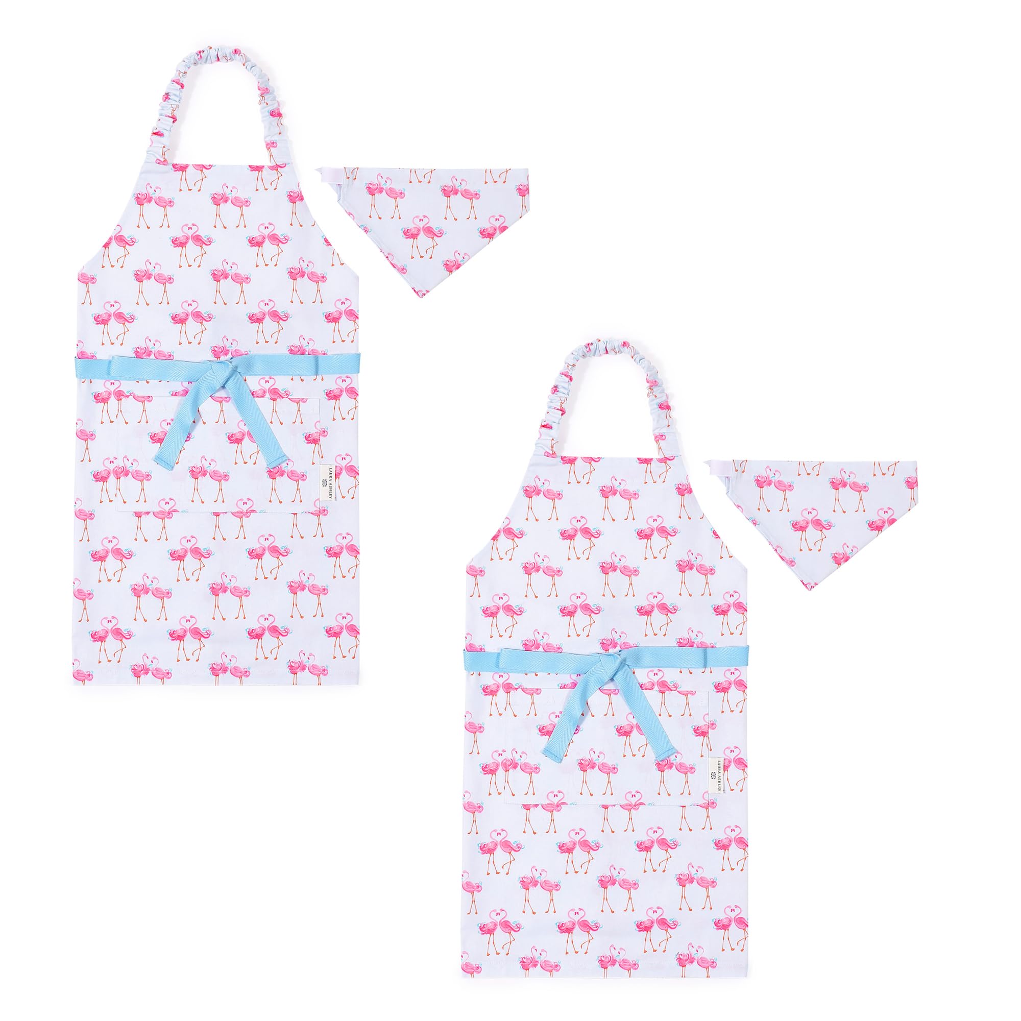 COLORFUL CANDY STYLE LAURA ASHLEY 子どもエプロン(130～160cm) Pretty Flamingo 2枚セット おしゃれ 子供用 子供 こども エプロン 三角巾