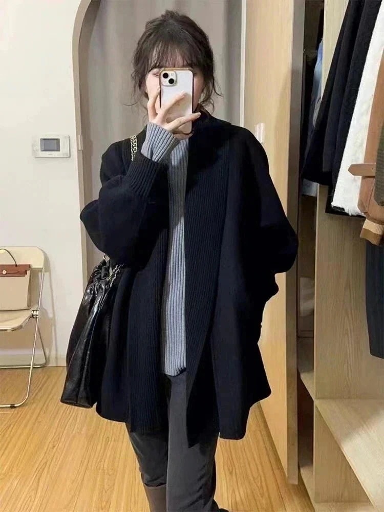 女性のためのレトロなフランスのセーターコートカーディガンとの緩い怠惰なスタイルのミドル丈ニットトップ30%制限