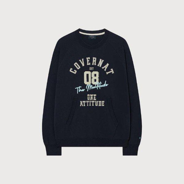 長袖Tシャツ JQS CO2503CR24-DN スローガン グラフィック スウェットシャツ ダークネイビー