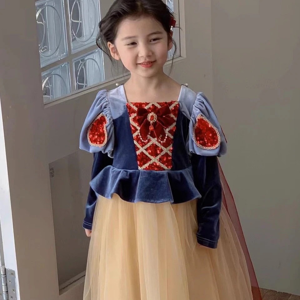 女の赤ちゃんの迪士さんの誕生日の高級な蓬蓬のスカートのドレスの女の子の白雪姫のワンピースの秋の服の子供服