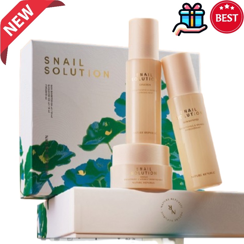 [基礎化粧品セット韓国人気] スネイルソリューション スキンケア 導入化粧水+乳液+クリーム3種 ギフト コスメスキン·ローション スキンケア しみ シミ取りほうれい線 しわ たるみ シミ取りクリーム