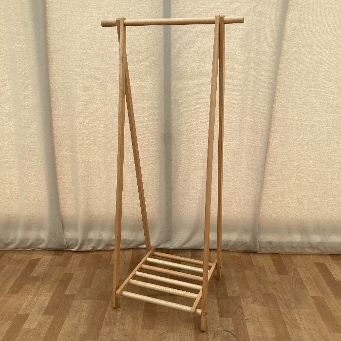 ハンガーラック ベージュ 天然木Ａ型ハンガー幅７３ コートハンガー パイプハンガー クローゼットハンガー 洋服掛け スリム 棚付き 可愛い おしゃれ 21,132円