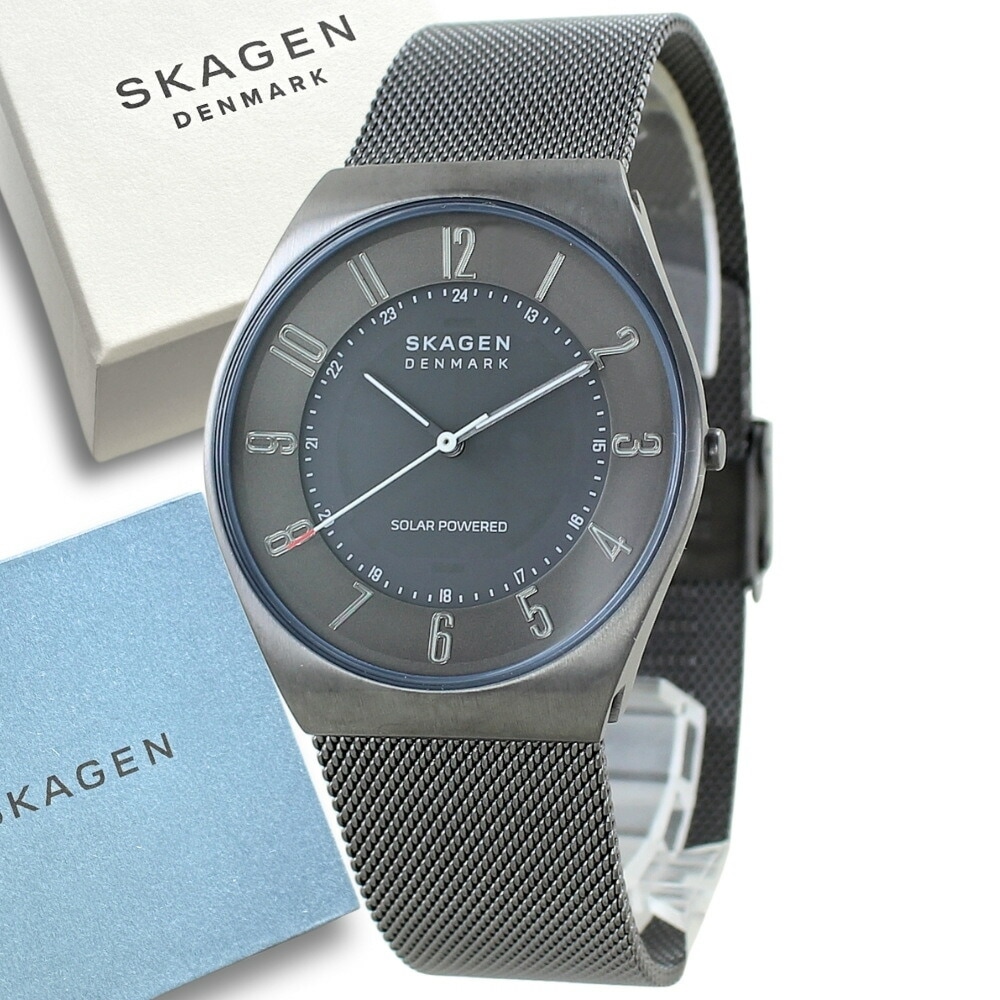 スカーゲン 腕時計 メンズ 父の日 ソーラー ガンメタル メッシュバンド ブランド 男性用 おしゃれ スーツに合う腕時計 北欧デザイン 緑文字盤 レザーウォッチ ビジネス カジュアル 入社祝い 就職祝