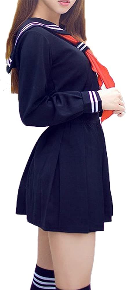 セーラー服 コスプレ 女子高生 長袖 JK 制服上下 スカーフ付き ３点セットコスチューム