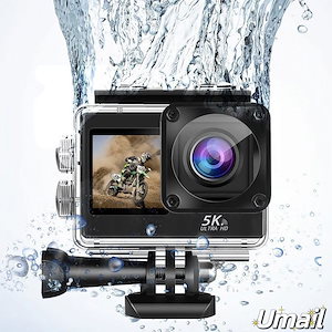 【新品特典】アクションカメラ 5K30fps 4800万画素 水中カメラ 30M防水カメラ 6軸手ぶれ補正 170度広角レンズ WiFi搭載 リモコン付き ウェアラブルカメラ