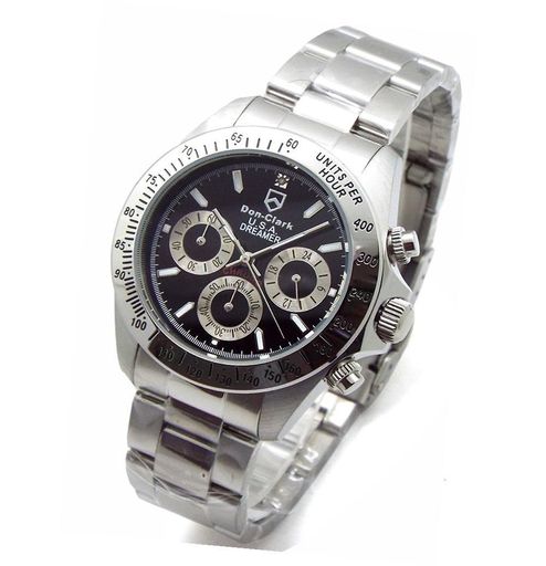 ダンクラーク メンズ腕時計 クロノグラフ 日本製ムーブメント搭載 クリスタルガラス 黒文字盤文字盤 10気圧防水 天然ダイヤモンド お肌に優しいオールステインレス素材 ベルト調整工具プレゼント