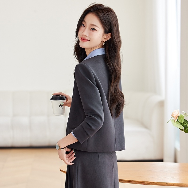 スーツパンツスーツOL レディーススーツ セットアップ 2点セット 長袖 オフィス エレガント 事務所 通勤 女性 ロングスカート