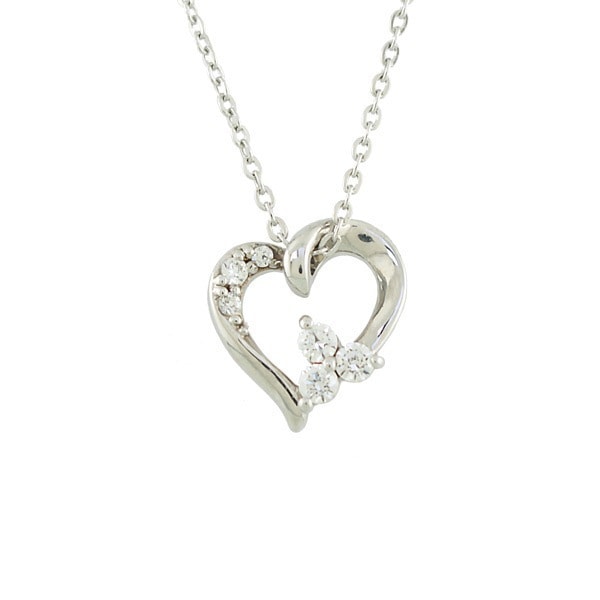 リボン済＆紙袋 ネックレス 正規品 レディース ハートモチーフ ネックレス ペンダント プレゼント ジュエリー アクセサリー キュービックジルコニア シルバー 祝い