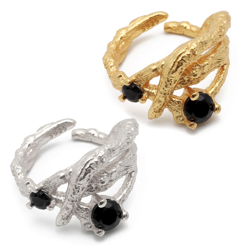 925 オニキス レイヤードリング [cr492]