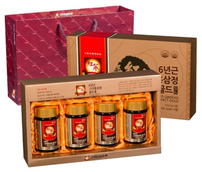 6年根 高麗紅参精 GOLD + ショッピングバッグ 250g 4個