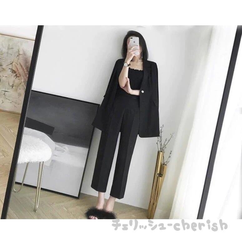 カジュアル セットアップ レディース2点セット 30 40代 結婚式 パンツスーツ 春秋夏 発