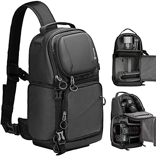 [TARION] 9Lスリングカメラバッグ ショルダーバッグ ハードシェル 撥水加工 サイドアクセス フールオープニング カメラケース 一眼レフカメラドローンなど収納用 TRS