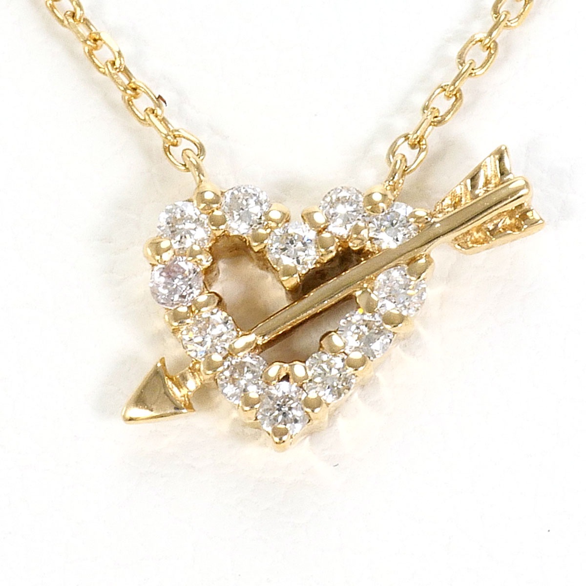 K10 10金 YG イエローゴールド ネックレス ダイヤモンド 0.12 ct 総重量約1.2g 約40cm 中古