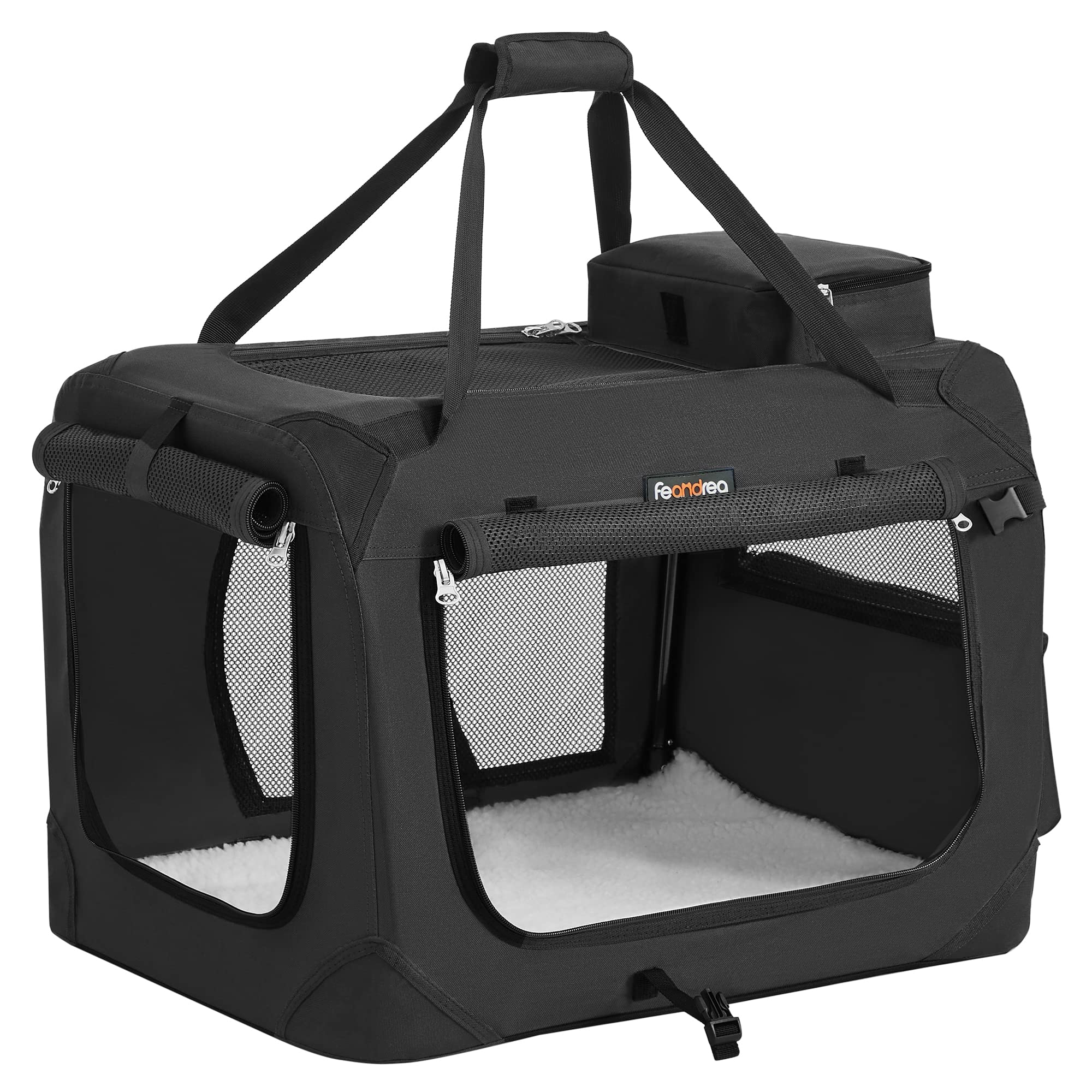 FEANDREA ペットキャリー 折りたたむ 変形しない犬用キャリー 4面メッシュ ブラック 60×42×42cm PDC60H 5,226円