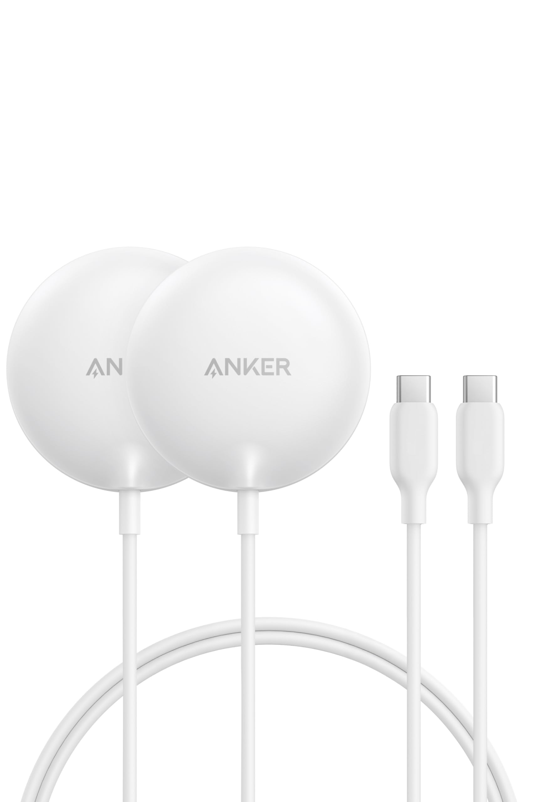 Anker Zolo Wireless Charger (Magnetic, Pad) 2個セット ホワイト Qi2対応 マグネット式 ワイヤレス充電/ワイヤレス出力 iPhone MagSafe対応