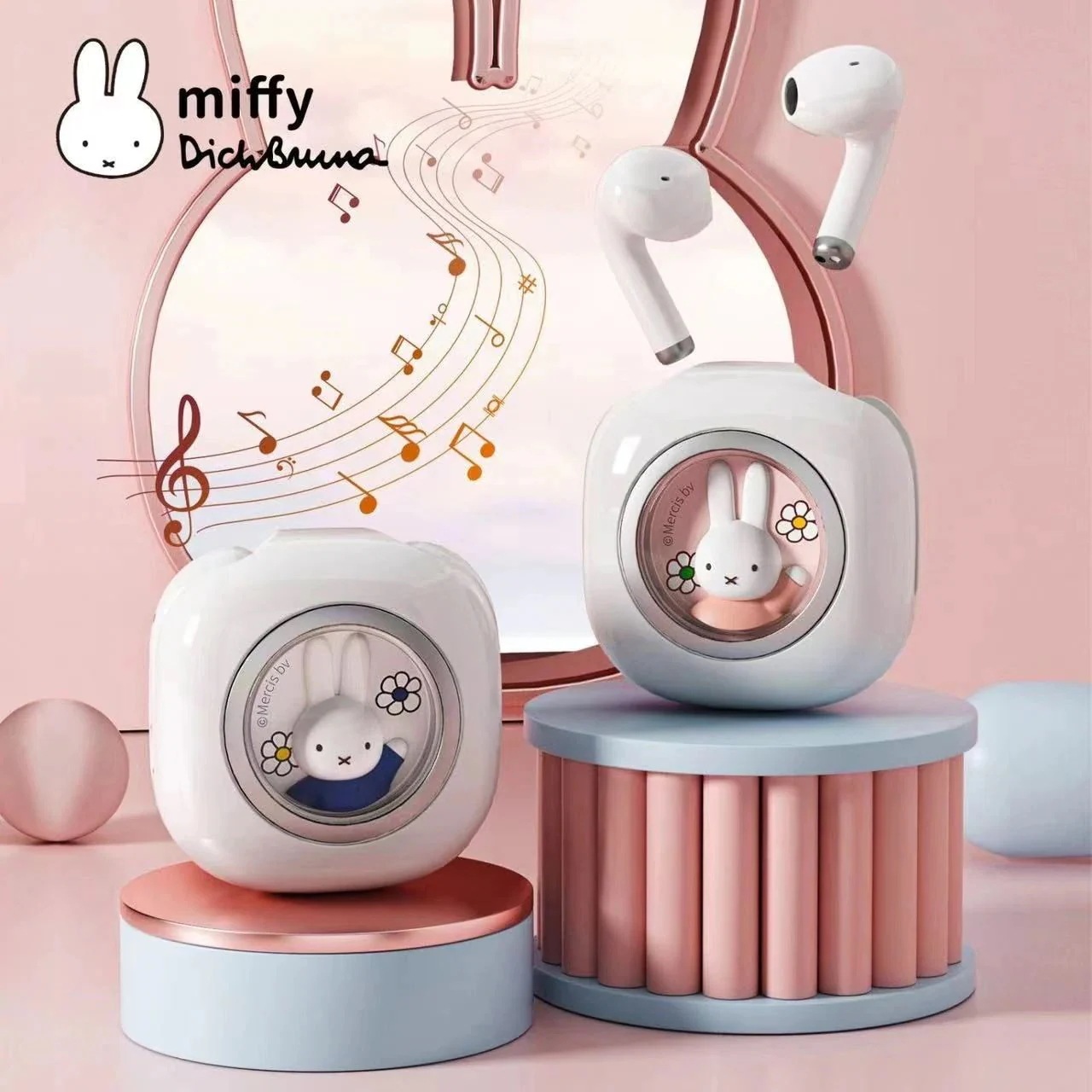 【正規品】ミッフィー 完全ワイヤレスステレオイヤホン ポーチ付き イヤホン ワイヤレス Bluetooth コンパクト キャラクター かわいい