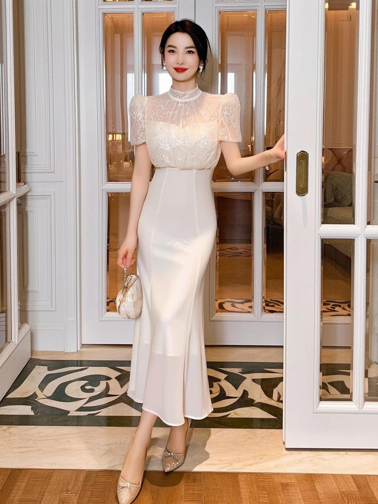 夏 レースドッキング ワンピース ドレス パーティー キャバ 大人 同窓会 披露宴 発表会 結婚式 演奏会 ウェディング 二次会