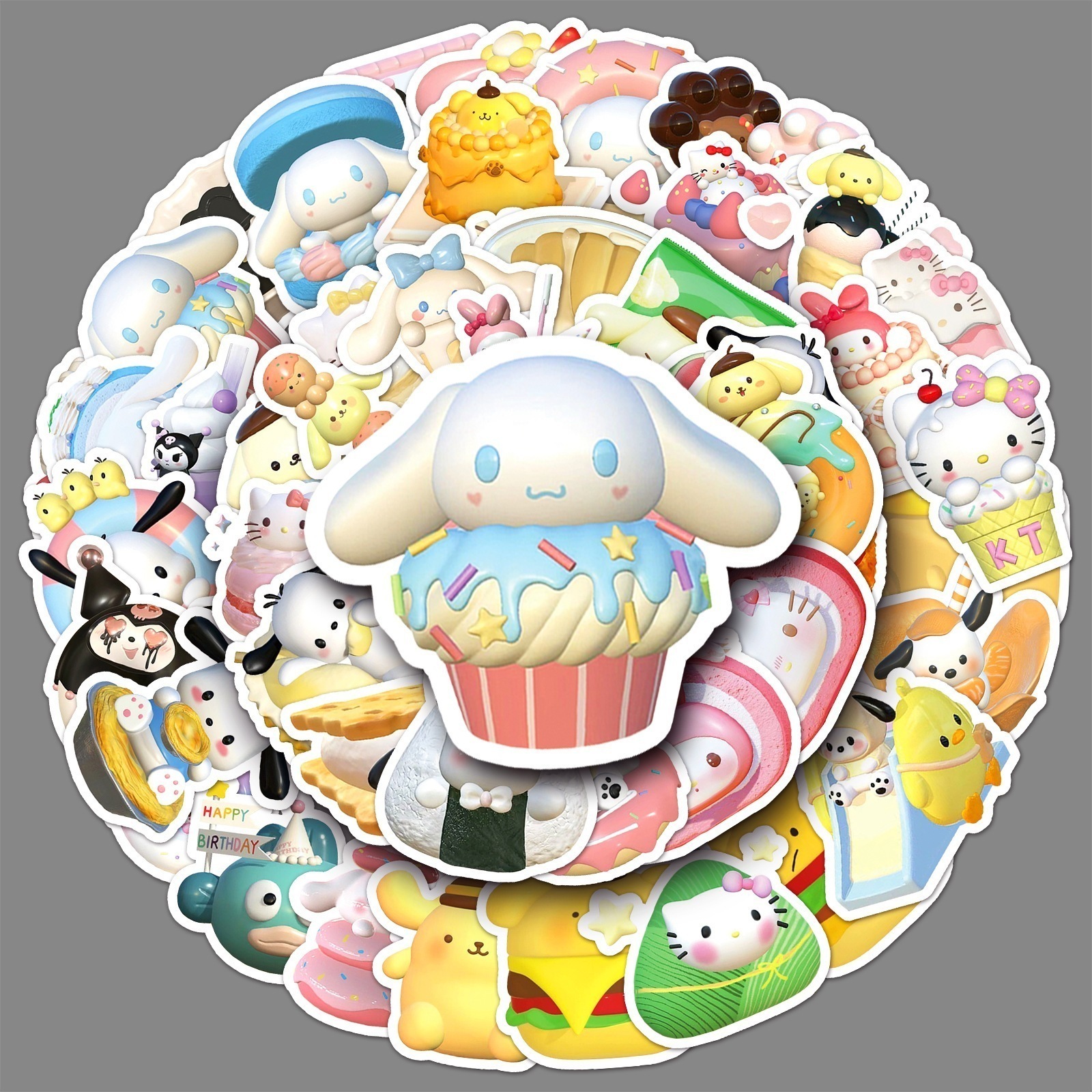 【あなたの好きな漫画】50 3D 食品サンリオステッカー漫画かわいいクリエイティブ装飾水カップ携帯電話ケース小さな餅ガムカードステッカー 7,847円