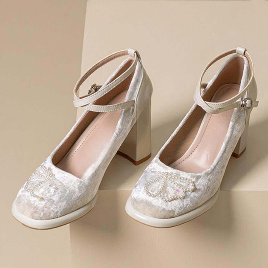 2025新品 数量限定 パンプス 痛くない ストラップ 7.5cm 太ヒール 歩きやすい 身長アップ 大きいサイズ 小さいサイズ 美脚 ウエディング 花嫁 お呼ばれ 結婚式 パーティ 二次会 短納期