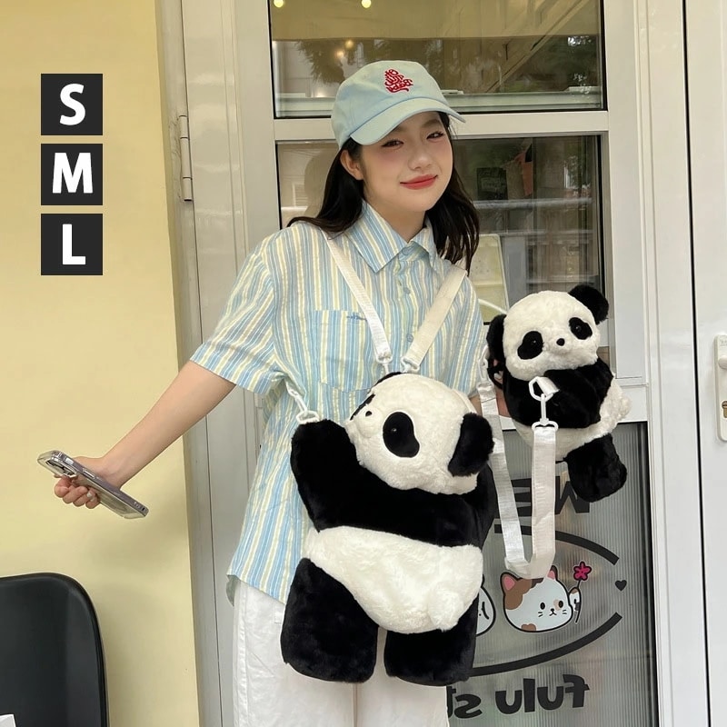 パンダ ショルダーバッグ もこもこ ファーバッグ ぱんだ コンパクト ショルダー/リュック 肉球 肩掛け 斜め掛け ボリューム感 おもしろ ふわふわ 暖かい 鞄 カバン かばん お出かけ カジュアル