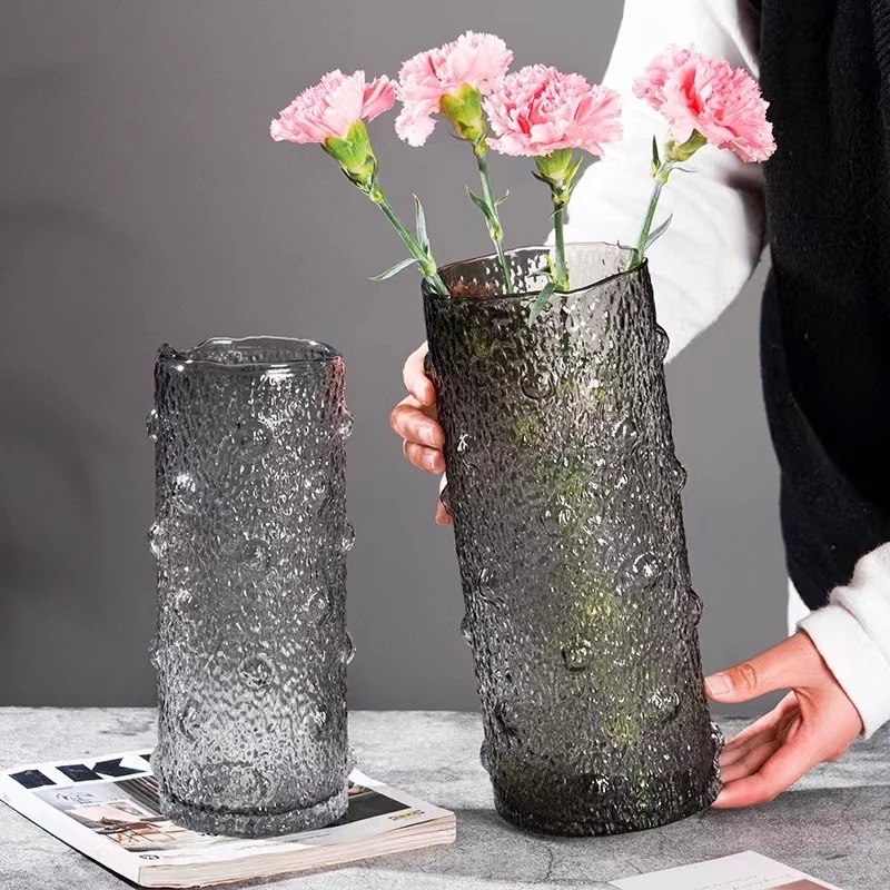 【20点セット】【送料無料】北欧の軽量で贅沢な透明ガラス花瓶ドライフラワー水耕生け花リビングルームのインテリア工芸品