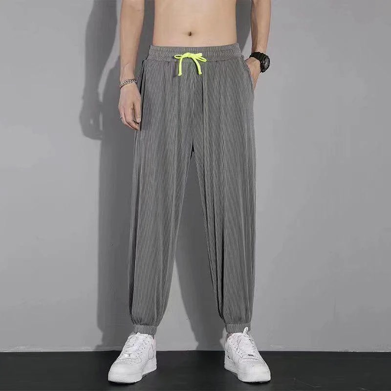 【超お得1つ買うと10個もらえる】メガ割接触冷感ボトムス メンズファッション パンツ メンズ 夏 薄手 カジュアルパンツ タイドローストリング 9分丈パンツ スピードドライ メンズ スポーツパンツ ア