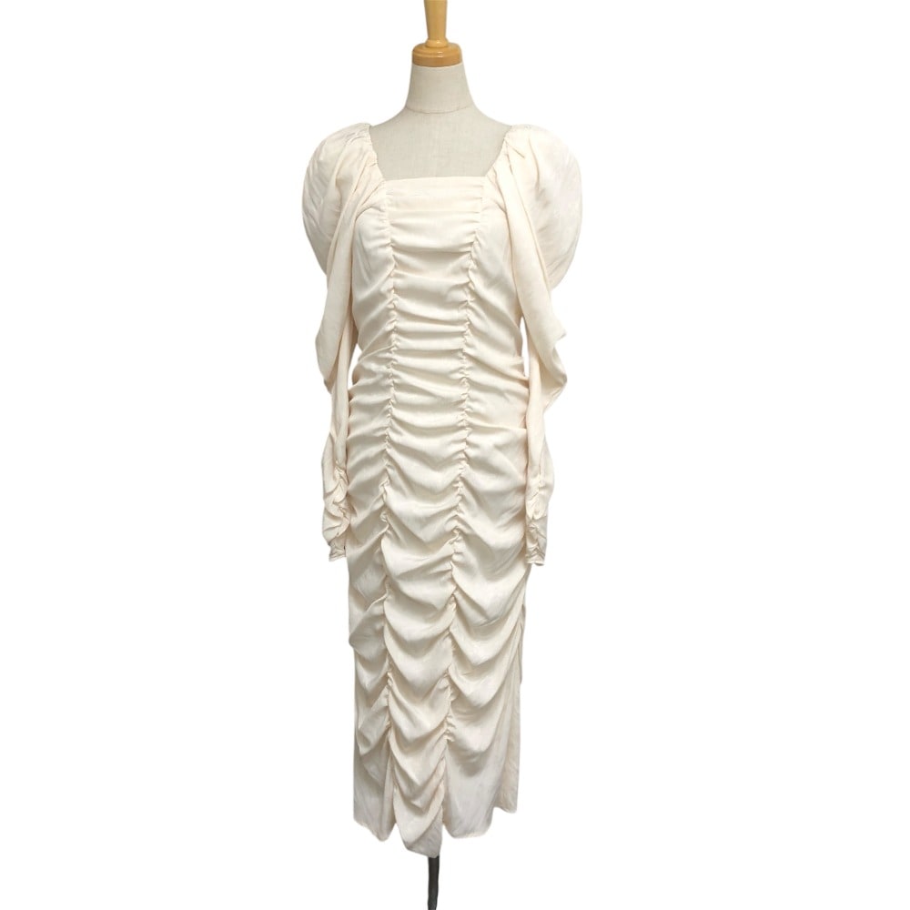 ETRE TOKYO エトレトウキョウ ワンピース 1221530078-0 ラインジャガード アパレル ドレス ポリエステル ベージュ