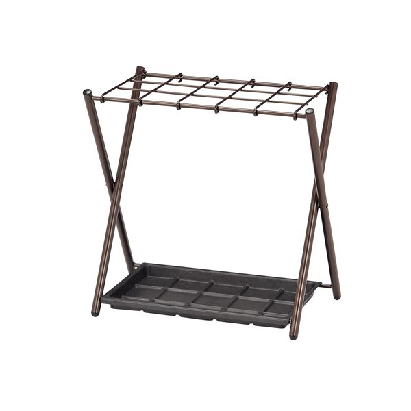 傘立て/アンブレラスタンド 30本収納可 幅515mm ブラウン スチール 受皿付き 玄関 エントランス 完成品