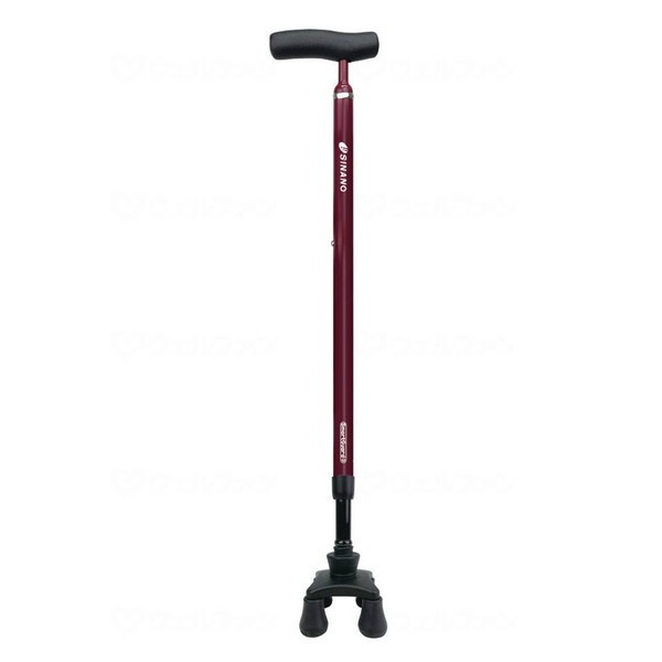 シナノ かる楽4点杖360 スマートガード ボルドー 640054 メーカー直送