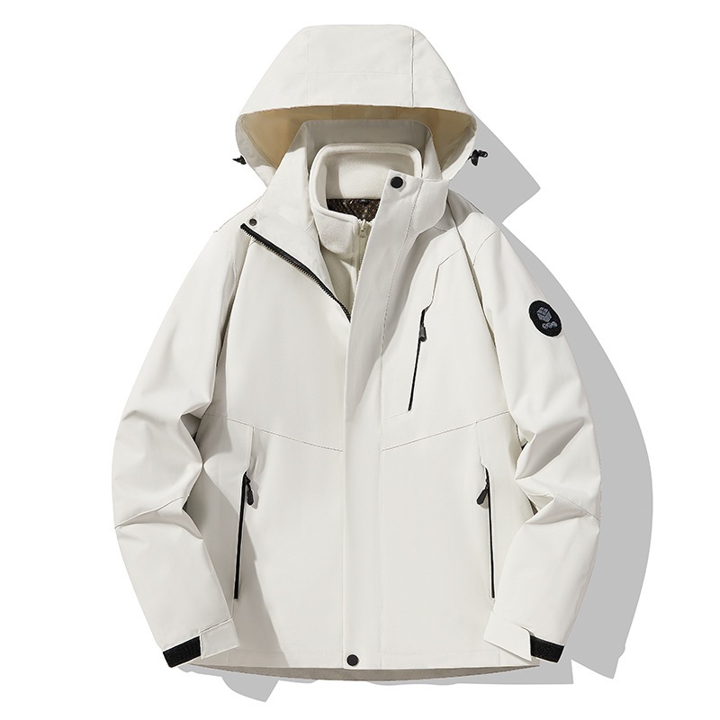 秋と冬の充電男性と女性同じスタイルの3つの取り外し可能な水反省2ピースセットの秋に加えてベルベット肥厚防止防水防水