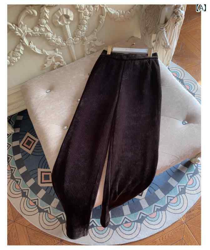 薄手 涼しい 実 厚手 起毛 コーデュロイ ドレープ ロングレッグ ワイドレッグ ゴム ウエスト ストレート パンツ 8,958円