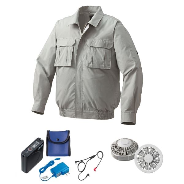 KU91900 空調服 R 綿薄手 脇下マチ付き FAN2200G・RD9261・LISUPER1セット モスグリーン LL