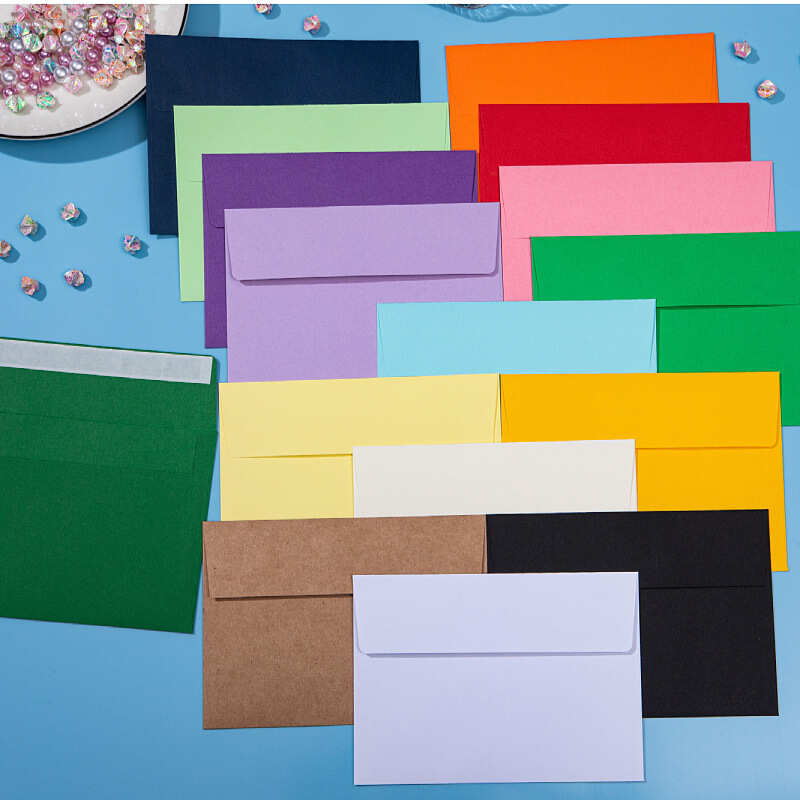 【150枚セット】A7横型封筒 無地 プリンター対応 厚手上質紙 招待状・ビジネスレター・メッセージカード用 16色選べるカラフル封筒セット