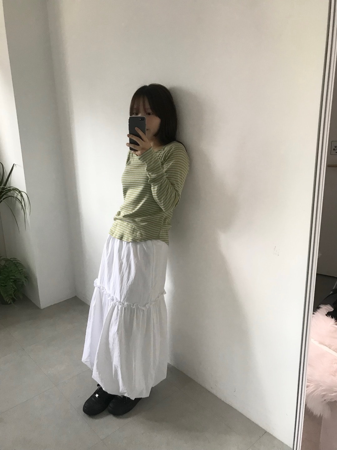 BB frill balloon skirt / フリル ナイロン ロングスカート