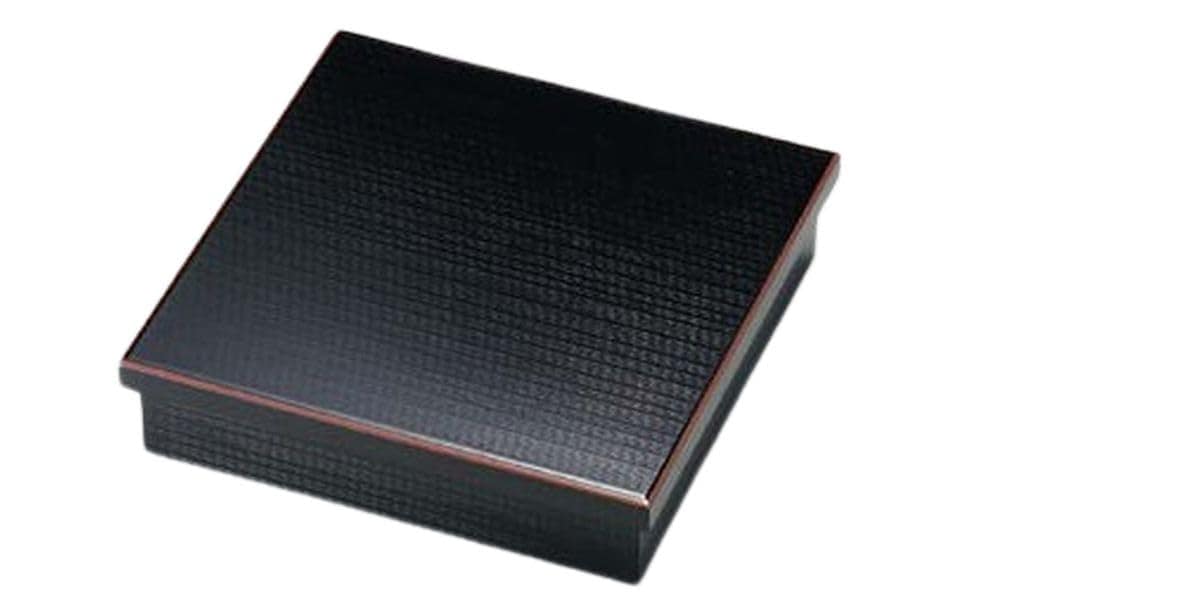 J-kitchens 木製 弁当箱 軽量 朱縁 松花堂 黒 （1個) 26.3cm 日本製